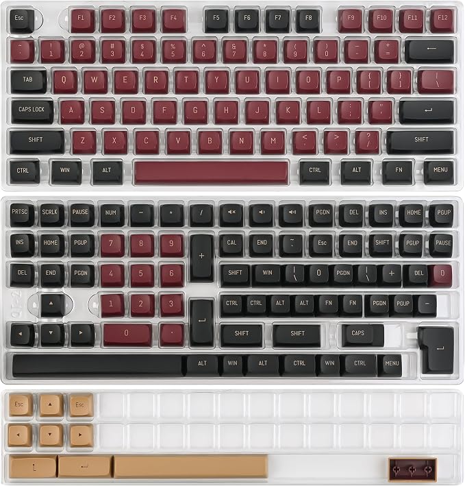 Fogruaden PBT Red Samurai Keycaps, 160 Keycap Set Double Shot Keycaps, CSA Profile, Custom Keycap for Mechanical Keyboard