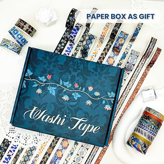 NANYNNU Floral Washi Tape Set, 56 Rolls 4 Size Flower Colored Decorative Blooms Masking Tapes for Scrapbooking, DIY Crafts, Bullet Journal Supplies, Planner, Junk Journal (Symmetry Aesthetics)