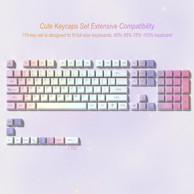 Womier Keyboard Keycaps Jelly - Shine Through keycaps, Transparent Clear Key Cap, Custom 60 65 75 100 Percent for Cherry MX, Outemu, Gateron Mechanical Keyboards (MDA Profile-Starry Sky)