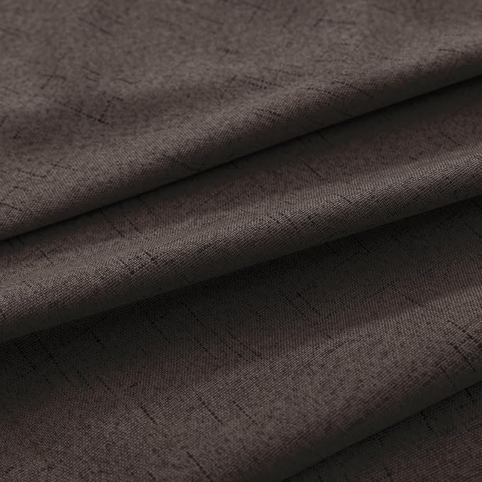 KOUFALL Dark Brown Curtains 108 Inches Long Linen Blackout Room Darkening Pleated Curtains for Living Room 2 Panels Set