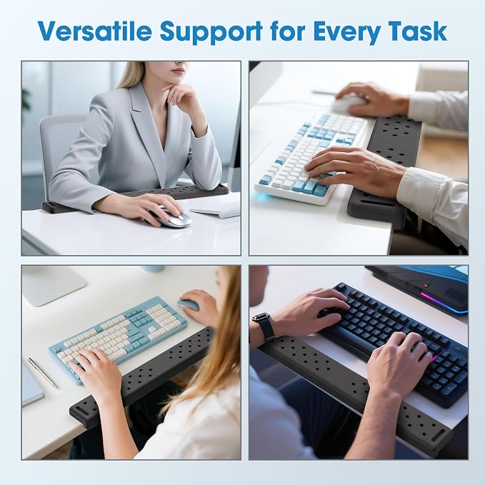 MEKASS L-Shaped Desk Long Elbow Pad for Desk, Memory Foam Elbow Support Padding with Non-Slip, Ergonomic Desk Edge Cushion, Wrist Comfort Support for Office Home (Dimpled Texture)