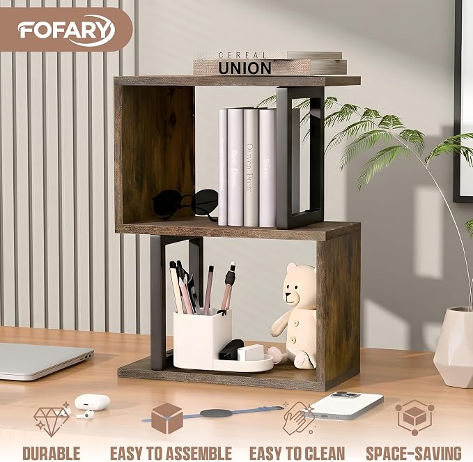 Desk Organizer & Desk Hutch Shelf, Wood, Rustic Brown | Dorm Desk Hutch, 3-Tier, Desktop Organizer Shelf Storage Unit, for Home, Dorm, Office