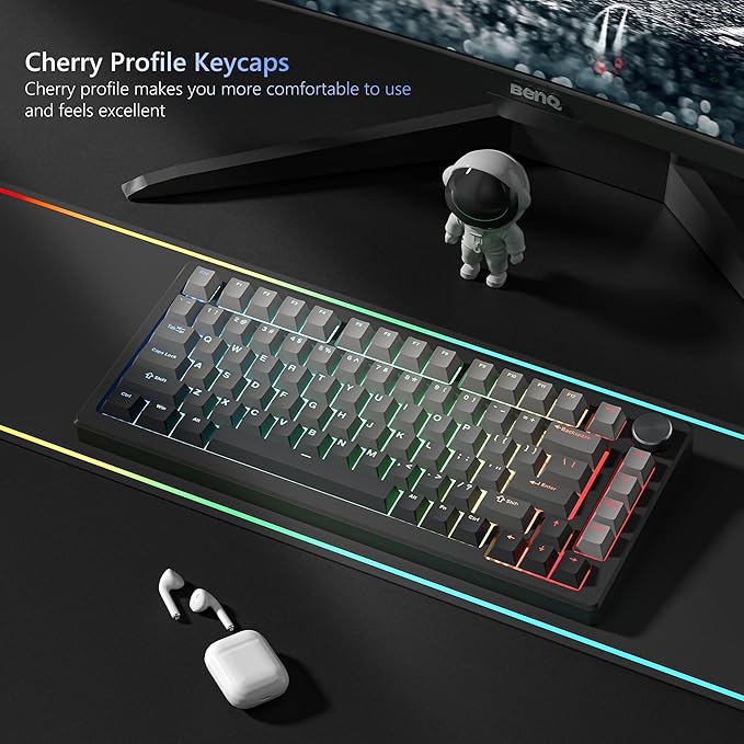 Womier Shine Through PBT Keycaps 60 75 100 Percent Cherry Profile, Custom Key Cap Doubleshot Keycaps Set, Universal Compatiability for Cherry Gateron MX Switches Keyboard, Gradient Gray