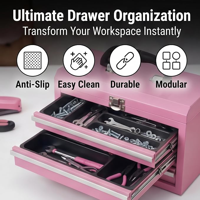 3 Pcs Tool Box Organizer Tray Divider Set for Kobalt Mini 3-Drawer ToolBox – Compatible with Both Old & New Version,Tool Desk Drawer Organization, Toolbox Accessories&Organizer.
