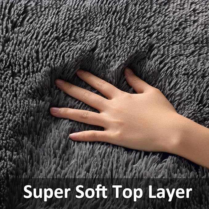 Ophanie Small Rug Washable Non Slip Throw Bedside Area Rugs, Fluffy Soft Mini Bedroom Carpet, Door Entryway Indoor Inside Front Entrance 1.5x2.5 Mat, Home Decor Aesthetic, Grey