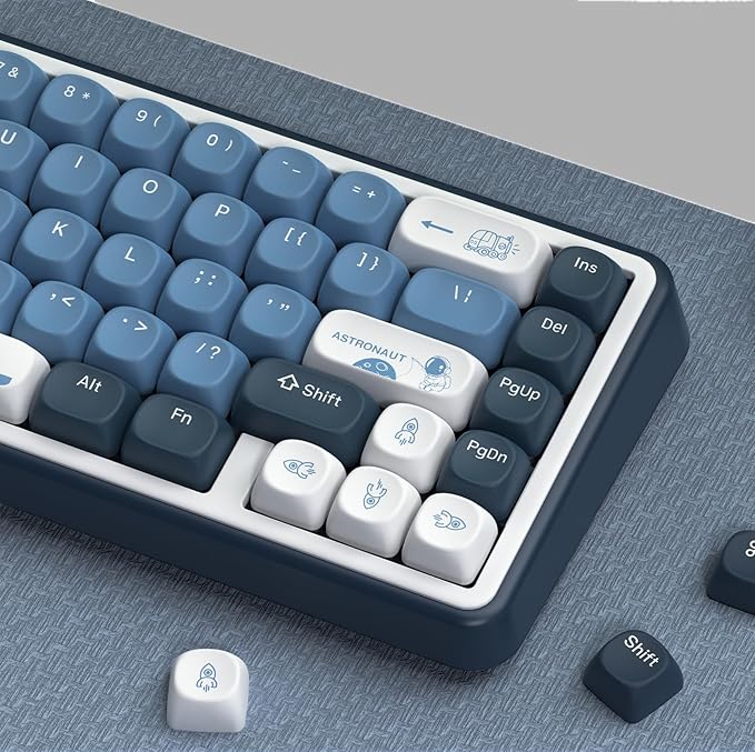 dagaladoo Apollo PBT Keycap Set,Blue/Dark Blue/White Custom Keycaps Cute, Dye Sublimation Keyboard Keycaps,MOA Profile Key caps for 100% 75% 65% 60% TKL US Layout Mechanical Keyboard