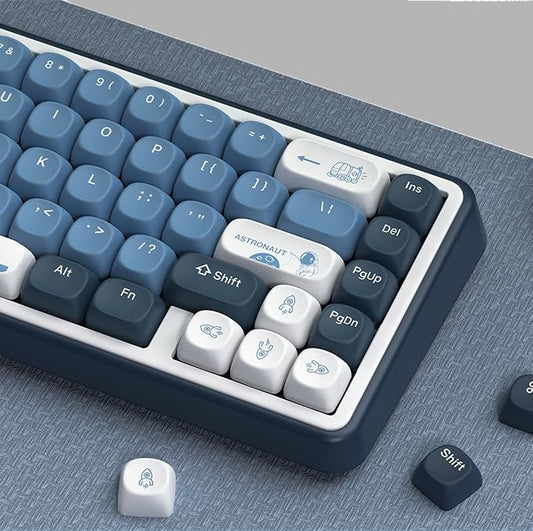 dagaladoo Apollo PBT Keycap Set,Blue/Dark Blue/White Custom Keycaps Cute, Dye Sublimation Keyboard Keycaps,MOA Profile Key caps for 100% 75% 65% 60% TKL US Layout Mechanical Keyboard
