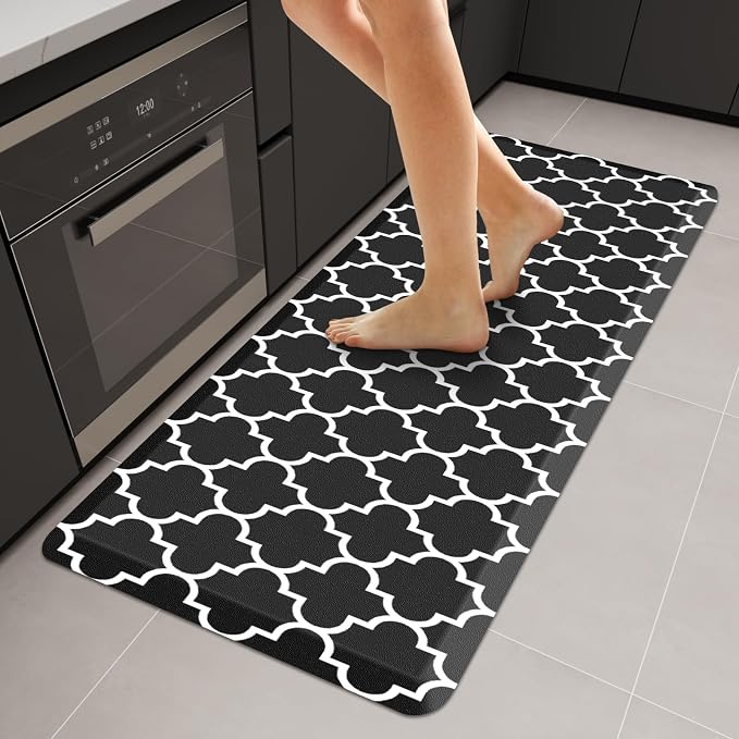 WISELIFE Anti Fatigue Floor Mat - 4/5 Inch Thick Kitchen Mat Non Slip Waterproof Heavy Duty Ergonomic Comfort Mat Durable for Home, Office, Sink, Laundry,(22" x 54", Black)