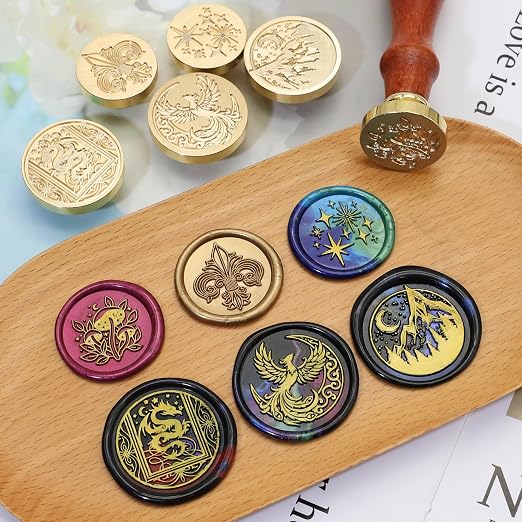 SWANGSA Starry Wax Seal Stamp Kit with 450pcs Sealing Wax Beads, 2 Pens and Spoon for Wedding, Invitations, Cards, Envelope, Christmas