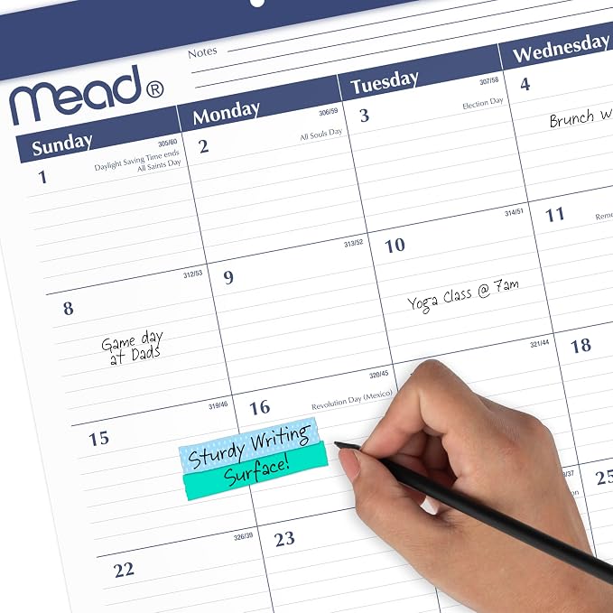 Mead 2027 Desk Pad Calendar, Monthly Desk Wall Planner, 15-Month Oct-Dec, 21.75" x 17" (CRM9202027)