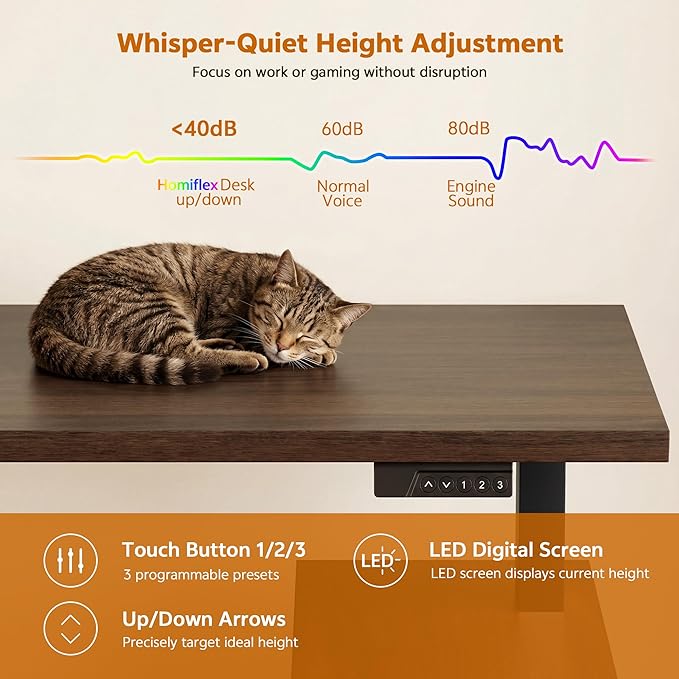 67" L Shaped Standing Desk with Drawers, Electric Height Adjustable Corner Desk, Sit Stand Office Desk with 4 AC Outlets & Type C Port, Executive Computer Desk with Cabinet, Brown
