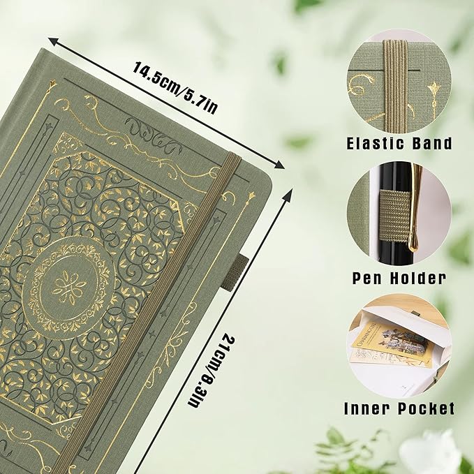 TIEFOSSI Lined Notebook, 100gsm Thick Paper, Hardcover College Ruled Journals for Women Men, 320 Numbered pages, for Travel, School and Office Use