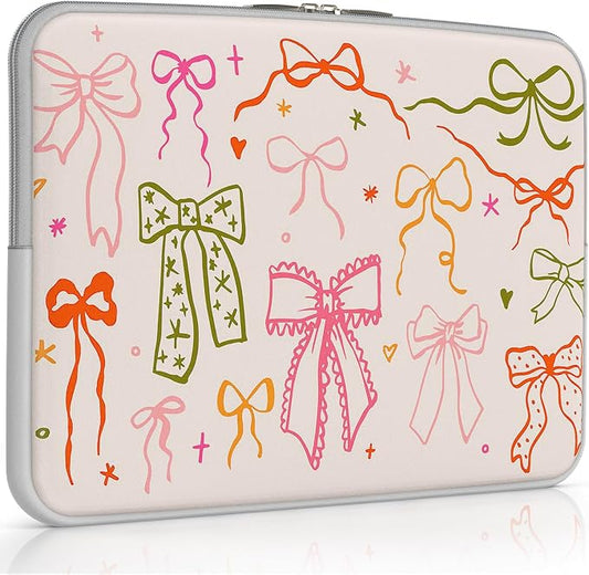 iCasso Laptop Sleeve 13 inch for MacBook Air 13-13.6 inch, Cute Laptop case for MacBook Neo/Pro 13 inch, Slim Protective Travel Carrying Case Sleeve for 14 inch Chromebook, HP, Dell, Colorful Bow