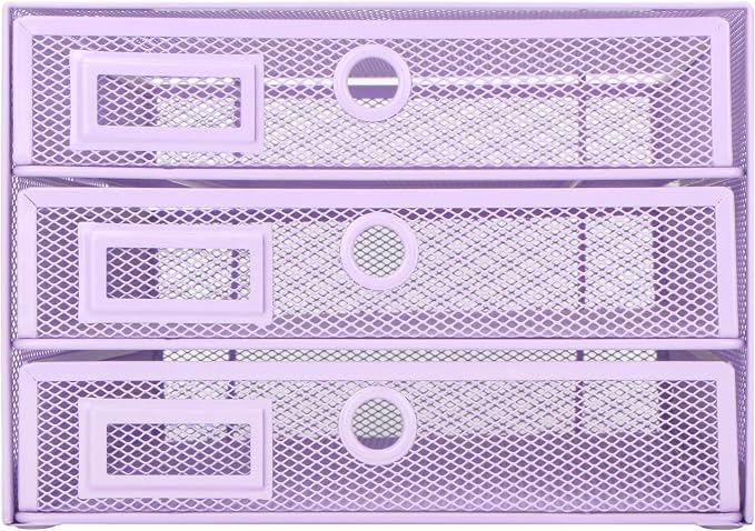 EXERZ Paper Sorter 3 Tier Drawers A4 / Multifunctional Desk Organiser/Letter Tray - Documents, Magazines, Notebooks and Letters - Light Purple | Desk Organiser Pull Out Trays Keep Files Letters Magazines Folders Notebooks Neatly Separated Easy To Reach