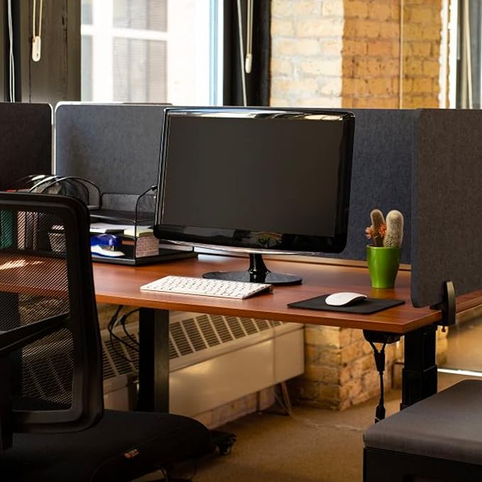 ReFocus™ Raw Clamp-On Acoustic Desk Divider – Reduce Noise and Visual Distractions with This Lightweight Desk Mounted Privacy Panel (Anthracite Gray, 47.25" x 16", 23.6" x 16", & 23.6" x 16")