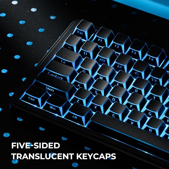 GMKWTL XVX Black Shine Through Keycaps, PBT Keyboard Keycaps Cherry Profile, Custom Side Printed Keycap Sets Suitable for 60% 65% 75% 80% 100% Mechanical Keyboard