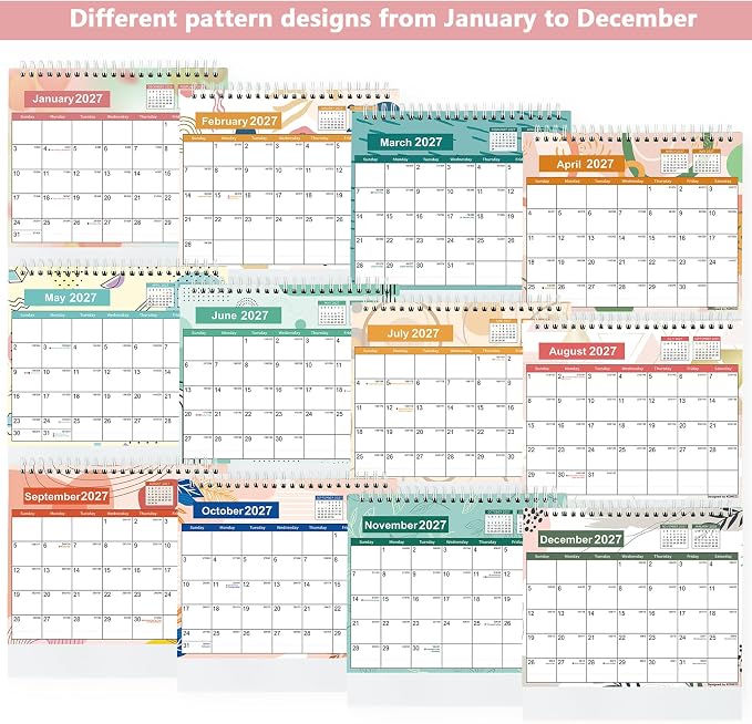 Small Desk Calendar 2026-2027, Koncci Standing Flip Desk Calendar with Stickers (July 2026-December 2027), US Holidays Marked Desktop Planner for Easy Organizing (7" x 8.5")