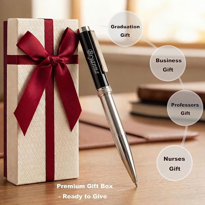 Yastar Luxury Pens Personalized, Custom Pens for Men Women, Elegant Pen for Professional Writing, Ballpoint Pen Engraved with Name, Unique Groomsmen Gifts, Business Gift for Executive