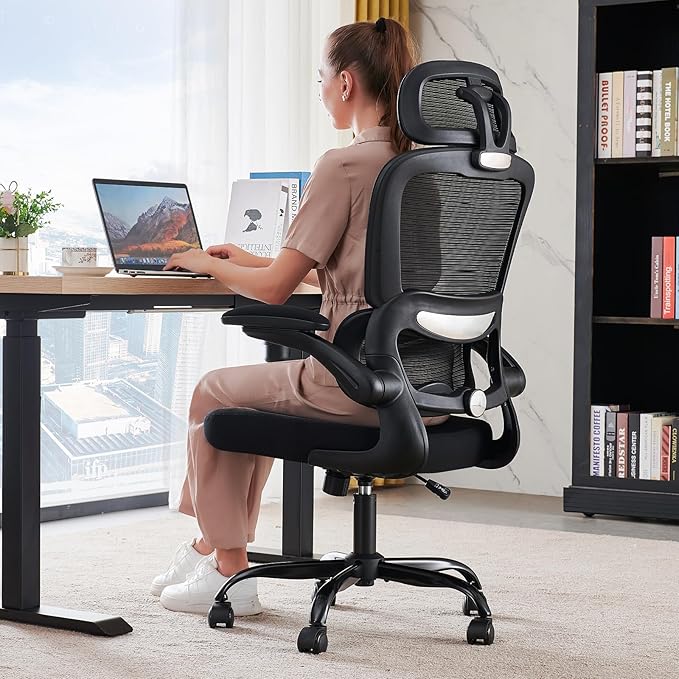 TRALT Office Chair Ergonomic Desk Chair, 330 LBS Home Mesh Office Desk Chairs with Wheels, Comfortable Gaming Chairs (Black)