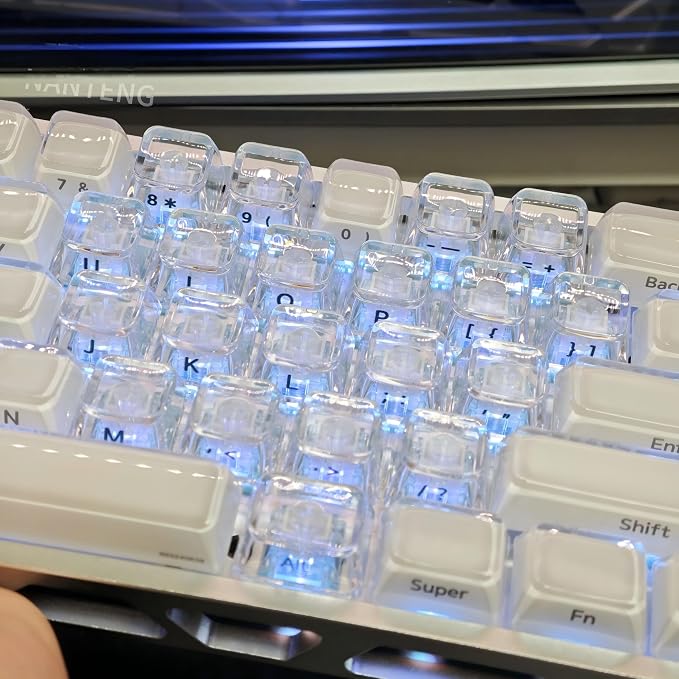 OHY XVX 21Keys MDA Profile Clear Keycaps, Side Printed Characters,Backlit Glitter Sweet Heart Keycap Set for MX Switches Mechanical Keyboard, Perfect Match with XVX Crystal R2-Transparent