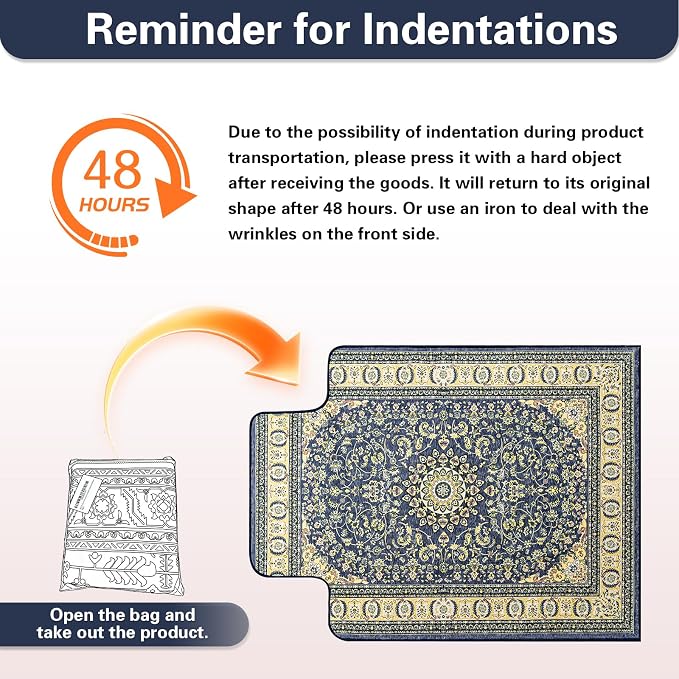 36" X 48" Office Chair Mat for Hardwood and Tile Floors, Under Desk Chair Mat for Carpet Protector Rolling Computer Chairs, Machine Washable Non-Slip Area Rug, Dark Blue