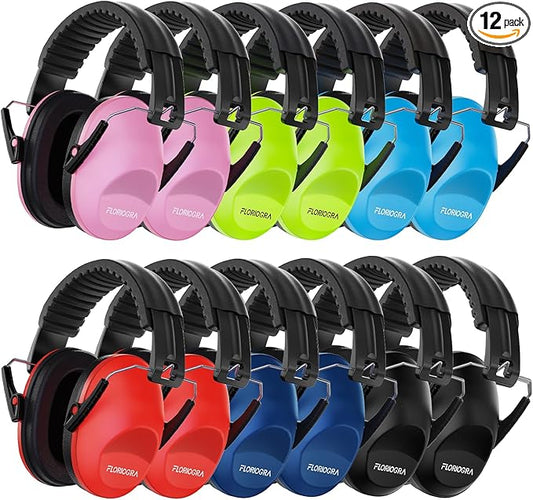 Floriogra 12 Pack Noise Canceling Headphones for Kids, Kids Ear Protection Earmuffs for Autism, Toddler, Children, Noise Cancelling Headphones Sound Proof Earmuffs for Concerts, Air Shows, Fireworks