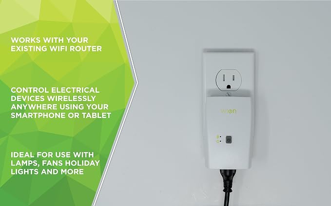 WiOn 50050 Indoor WiFi Plug With 1 Grounded Outlet; White