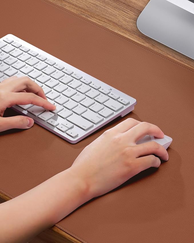 Leather Desk Pad Protector, Mouse Pad, Office Desk Mat, Non-Slip PU Leather Desk Blotter, Laptop Desk Pad, Waterproof Desk Writing Pad for Office and Home (Brown, 31.5" x 15.7")