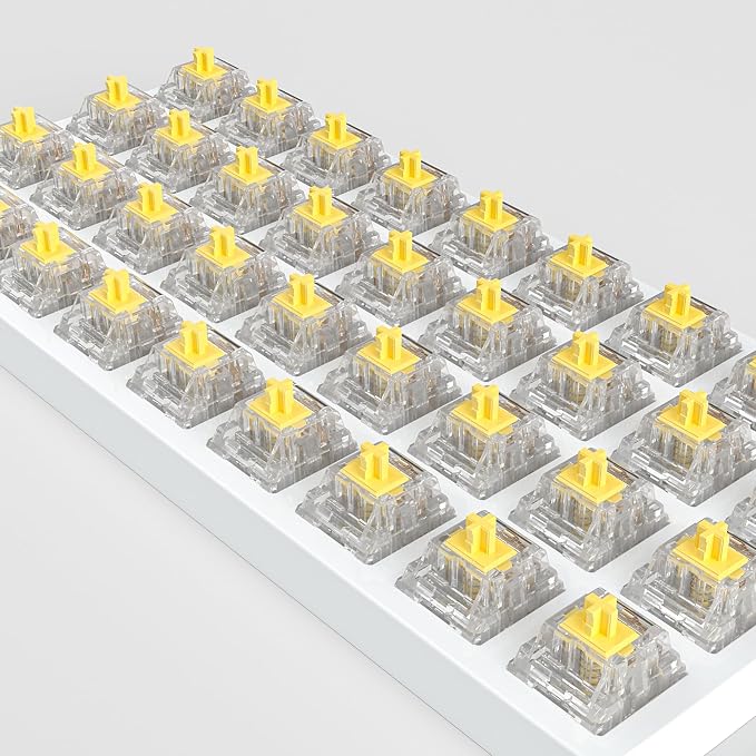 Zhouwang Crystal Yellow Switches, 3-Pin Pre-Lubricated Linear Switches, Dustproof and Waterproof for Mechanical Keyboards. (72Pcs)