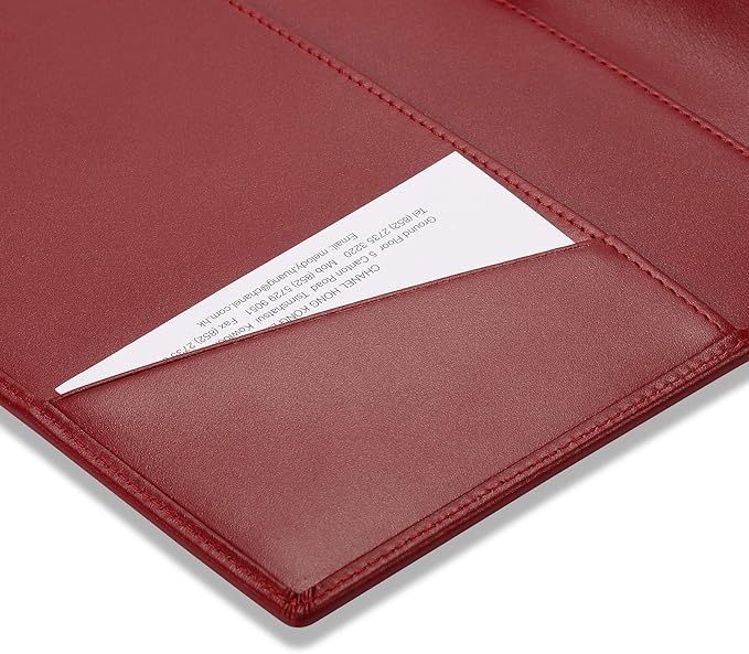 HISCOW Slim Leather Junior Padfolio, 5x8 Notepad Cover, Bordeaux | Italian full-grain cowhide, top-loading legal pad holder, rigid pen loop, quick-access card slot, zipperless boardroom design