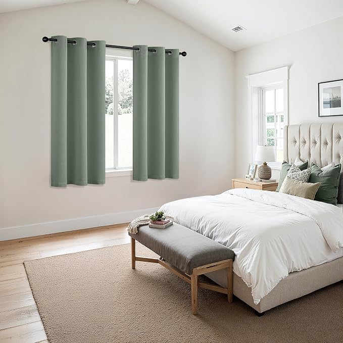 MIULEE Blackout Curtains for Bedroom Living Room 2 Panels, Thermal Insulated Room Darkening Drapes Grommet Noise Reducing Light Blocking Window Treatments 63 Inches Long 40x63 Inch Light Green