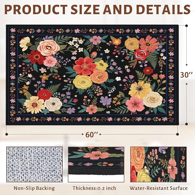 36" x 48" Office Chair Mat for Hardwood & Tile Floors, Desk Chair Mat Under Desk Floor Protector for Rolling Computer Chairs, Non-Slip Low Pile Area Rug for Home Office(Black)