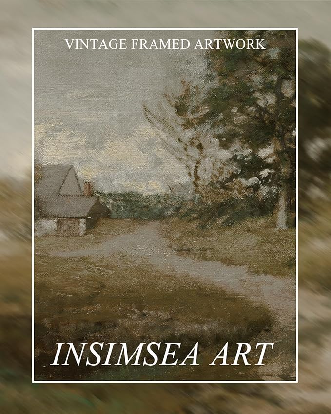 InSimSea Extra Large Framed Vintage Wall Art, Living Room Country Farmhouse Decor, Retro Road Landscape Paintings, Canvas Prints, Rustic Scenery Long Pictures for Bedroom Above of Bed,20x40inch