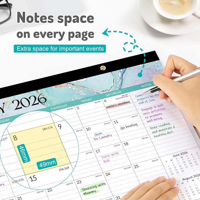 Forvencer Desk Calendar 2026-2027, 21 Months Calendar Runs from April 2026 to December 2027, 17" x 12" Large 2026 Wall Calendar Monthly Planner with Plastic Cover for Home School Office