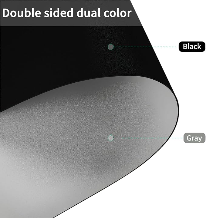 Faux Leather Table Cover,1.8mm Thick,24x48 Inch Desk Cover,Large Desk Mat,Table Protector,Table Cover Protector,Table Top Protector,Desk Cover Protector(Black+Gray,24x48)
