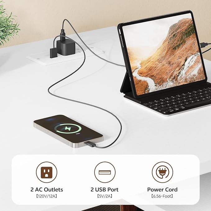 47 Inch L Shaped Desk with 3 Drawers Electric Standing Desks with Storage Computer Table Adjustable Height with Power Outlets 4 Memory Presets for Home Office, White | with Storage Computer Table Adjustable Height with Power Outlets 4 Memory Presets fo...
