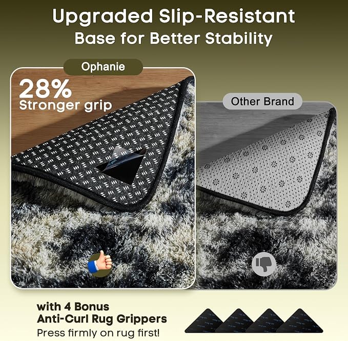 Ophanie 9x12 Black Gold and Grey Area Rugs for Living Room,Large Dark Black Gold Fluffy Shag Fuzzy Plush Soft Carpets,Floor Shaggy Rugs for Bedroom,Carpet for Boys Decor with Over 99 pcs Pile fibers