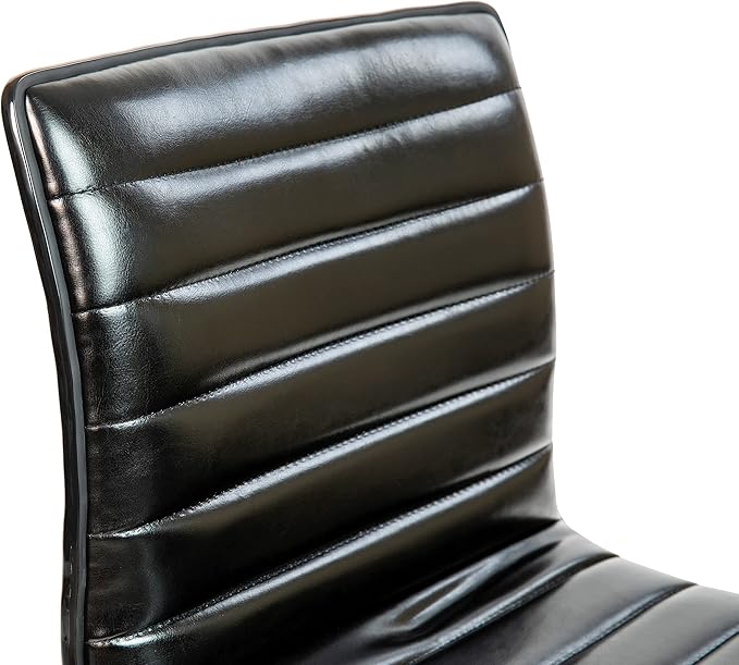 Flash Furniture Alan Office Task Chair - Black Vinyl - Black Frame - Armless - Ribbed Back and Seat - Low Back Design