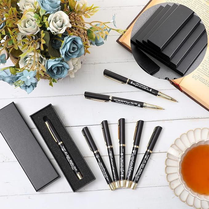 Lincia 20 Sets Christian Gift Bible Verse Ballpoint Pen Bulk Engraved Inspirational Quotes with Boxes Religious Pen Grandparent Day Appreciation Gift Pastor Clergy Men Church Sunday School Prayer