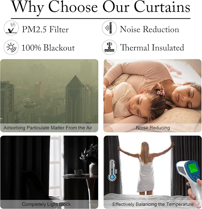 RYB HOME 4 in 1 Set Dust Filter - Soundproof - Blackout - Insulating, Energy Efficiency Linen Curtains for Kids Bedroom Living Room Divider Apartment Hotel Office Theatre, Taupe, W 52 x L 84, 2 Pcs