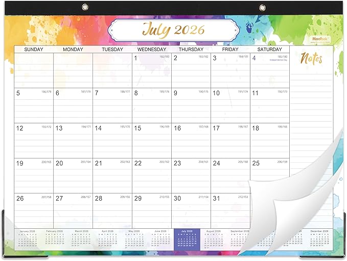 2026-2027 Desk Calendar - July 2026 - December 2027, 14.6" x 11.4" 2026-2027 Calendar, 18 Months Desk Calendar, Desk Pad, Colorful