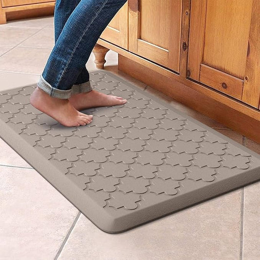 WISELIFE Kitchen Mat Cushioned Anti Fatigue Floor Mat,17.3"x28",Thick Non Slip Water Resistant Kitchen Rugs and Mats,Heavy Duty Foam Standing Mat for Kitchen,Floor,Home,Office,Desk,Sink,Laundry, Khaki