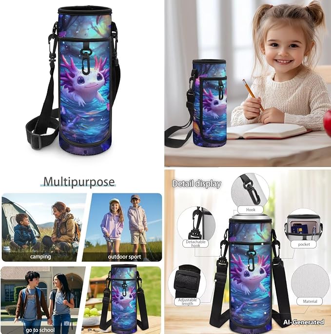 Doojoayie Axolotl Backpack for Girls Kawaii Bookbag with Lunch Box Fashion Backpack Kids School Bags Large Capacity Back Pack Great Back to School Supplies for Preschool Girls