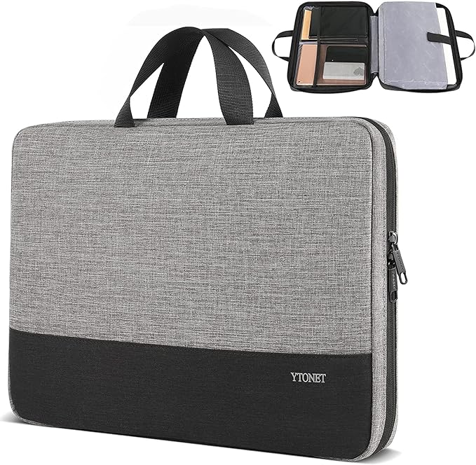 Ytonet Laptop Sleeve Case 17 17.3 Inch, Slim Water Resistant TSA Laptop Bag with Handle Protective Computer Carrying Case Compatible with MacBook Pro, HP, Dell, Lenovo, Asus 16–17 Inch Notebooks, Grey