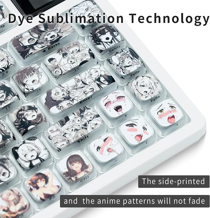 GMKWTL XVX Low Profile Anime Keycaps, Transparent Keycaps,Translucent Shine Though Key caps, Side Print Keyboard Caps with Dye Sublimation Suitable for Gateron Cherry MX Switches Mechanical Keyboard