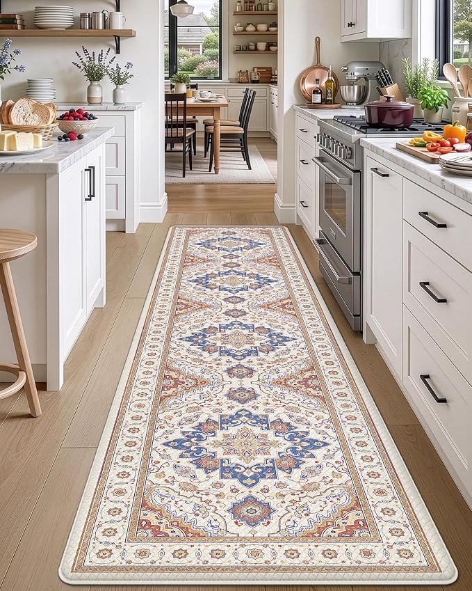 DEXI Kitchen Mats for Floor Cushioned, 23x107 Extra Large Wide Runner Rug Non Slip, Waterproof Soft Comfort Standing Padded Anti Fatigue Decorative, Beige