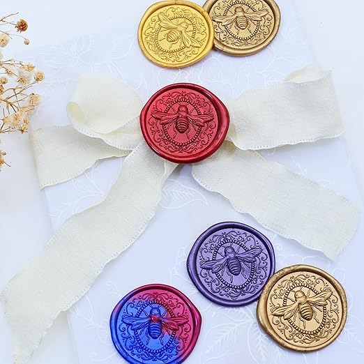 SWANGSA 3D Bee Wax Seal Stamp Kit with 200pcs Sealing Wax Beads for Weeding Invitations, Christmas, Wine Packages, Gift Ideas