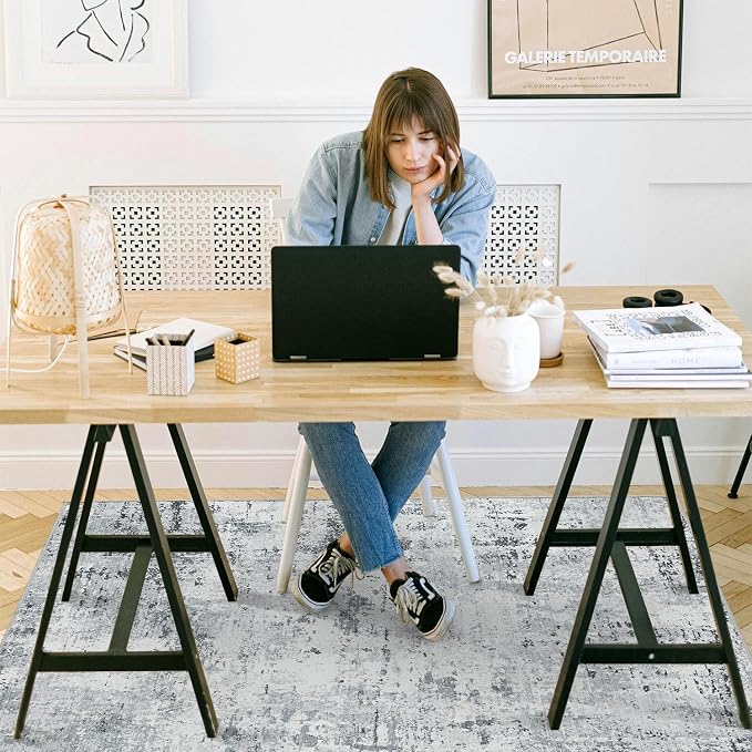 chakme Office Chair Mat for Hardwood Floor, 60"x45" Easy Glide Computer Desk Mat Protector for Rolling Chair Under Desk Rug Nonslip Backing, Machine Wash, (Boho)