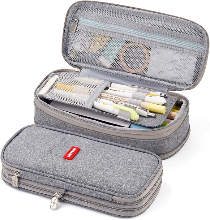 EASTHILL Big Capacity Pencil Pen Case Office College School Large Storage High Capacity Bag Pouch Holder Box Organizer (Gray)