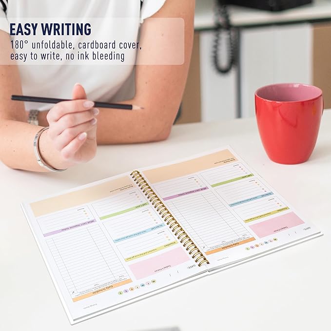 ADHD Daily Planner - Productivity Planner & Undated Task Management Organizer for Neurodivergent Adults, Focused Planners for Men & Women - B5 Blue Flowers